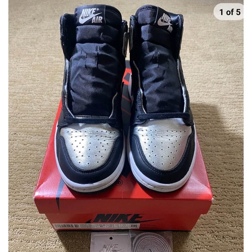 Jordan 1 size 5.5 ( Women)Metallic Silver